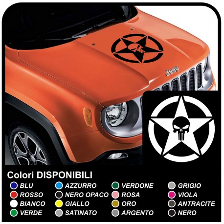 pegatinas para la campana de wrangler del jeep del ejército de ee.uu. de la estrella con el cráneo calcomanías jeep renegade