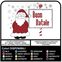Adesivi di natale - Babbo Natale con neve "Buon Natale" - Vetrofanie natalizie - Vetrine negozi per Natale - adesivi natalizi