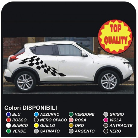 Adesivi laterali per Nissan Juke 1.2 1.4 1.6 decorazione stickers decals sportello fiancata fasce bandiera a scacchi 