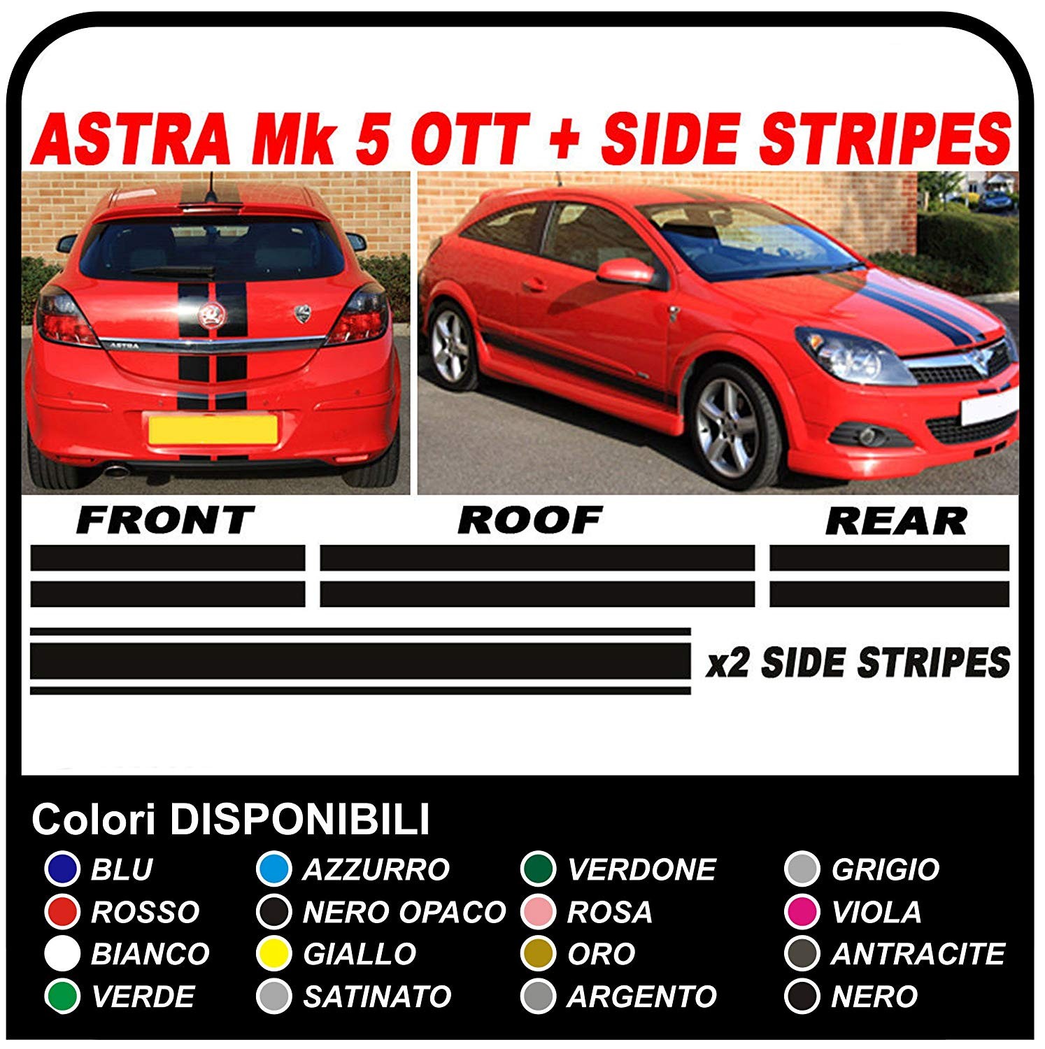 aufkleber opel astra DACH + KOFFERRAUM + MOTORHAUBE + SEITEN  auto-grafik-Selbstklebende Astra GTC 5P 3P 1.6 1.8 2.0 stickers