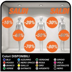 Adhésifs soldes Kit de 10 Stickers Soldes Différents Pourcentages de Décalcomanies, de vitrines Design Autocollants Decal