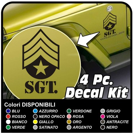 Stickers SGT SERGEANT US ARMY for jeep Wrangler Rubicon and Renegade off-road 4x4 stickers decals