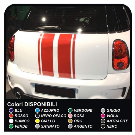 adesivi Baule mini cooper MINI COOPER kit strisce adesive COFANO POSTERIORE COUNTRYMAN John Cooper ONE TUTTI MODELLI