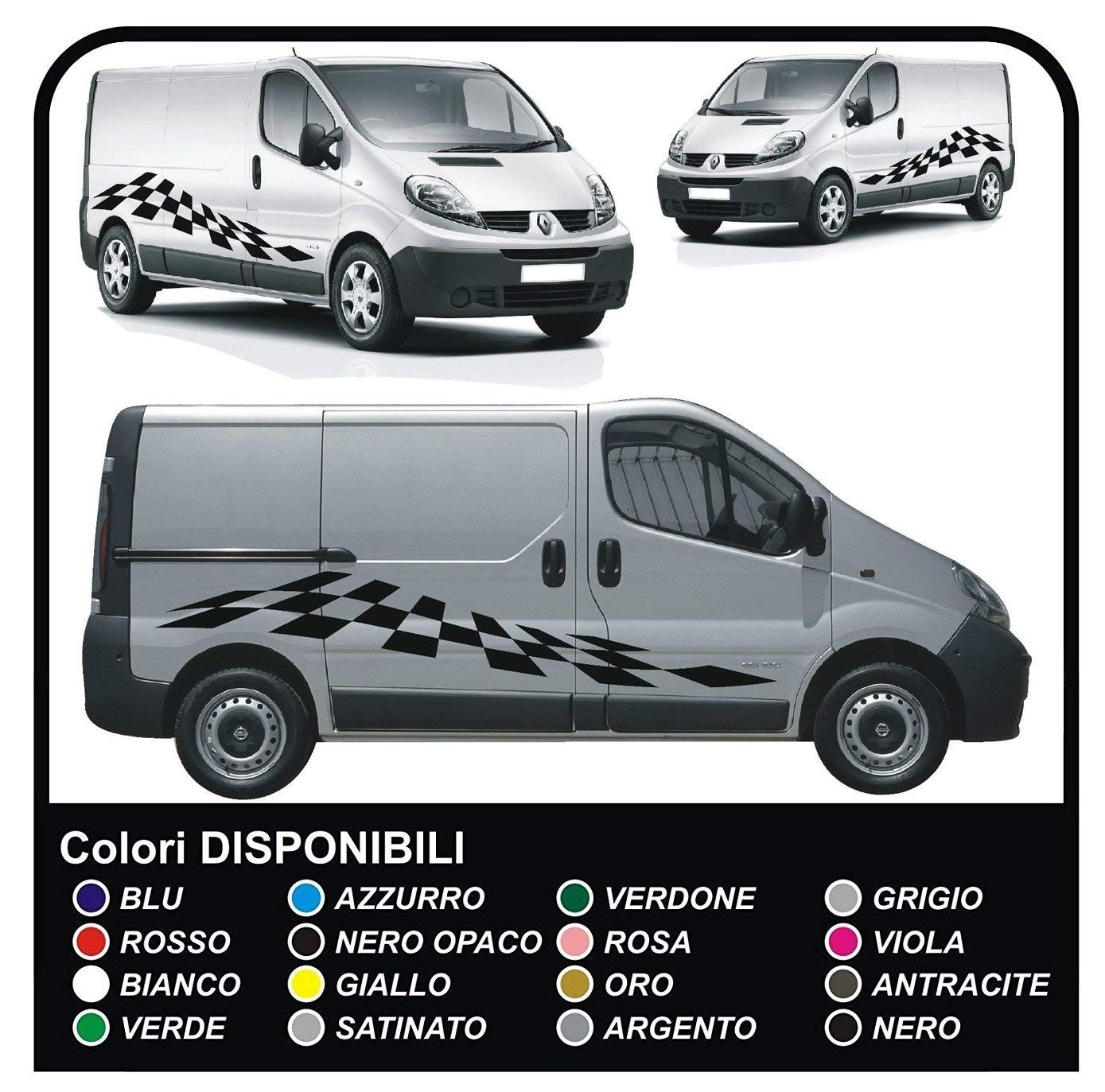 Borgerskab overtale Magtfulde STICKERS for HOOD AND SIDE FOR FORD TRANSIT Custom SWB M-SPORT Van  CHESSBOARD vivaro ducato iveco daily