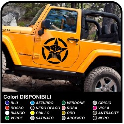 stickers porte, le crâne avec la star jeep wrangler pour les véhicules hors route et de vus Crâne Willys US Army autocollants