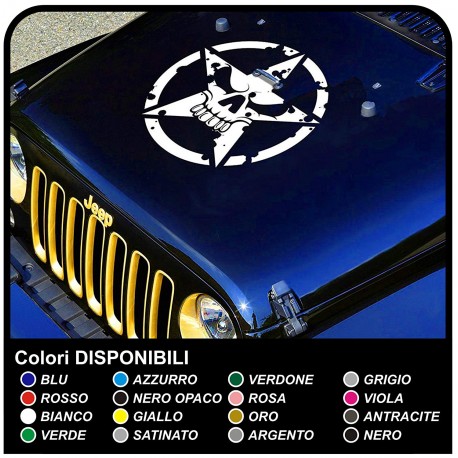 2x Adesivi JEEP WRANGLER Cofano COLTELLO MILITARE Stickers Army