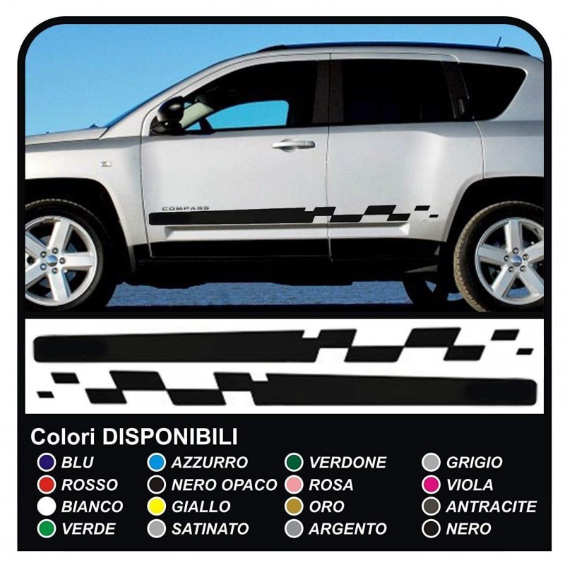 Adesivi laterali per Jeep Compass adesivi per compass jeep strisce laterali  bande adesive compass SPORT