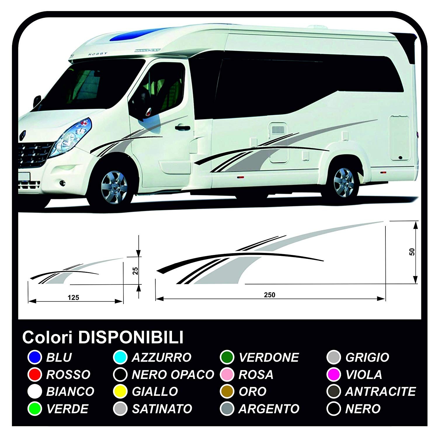 Adesivi per camper mod. PEACE cm 70x33 adesivo camper caravan stampe  stickers