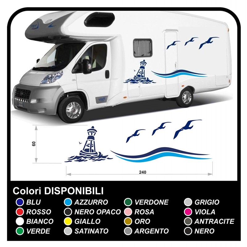 aufkleber für WOHNMOBILE Set Camper Van RV Caravan Wohnmobil wohnwagen  TOP-QUALITY - grafik-20 - meer, himmel
