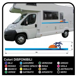 adesivi per CAMPER Set Camper Van RV Caravan Motorhome roulotte TOP QUALITY - grafica 21a - sole palme spiaggia isola