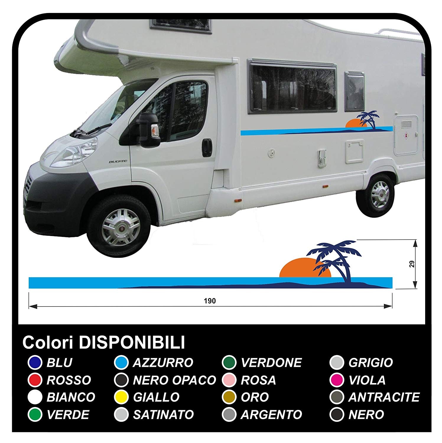 aufkleber für WOHNMOBILE Set Camper Van RV Caravan Wohnmobil wohnwagen TOP- QUALITY - grafik 21a - sonne palmen strand insel