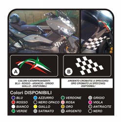 Adesivi x TMAX 500 FIANCATA laterale t-max tuning tmax carter TRICOLORE SCACCHI