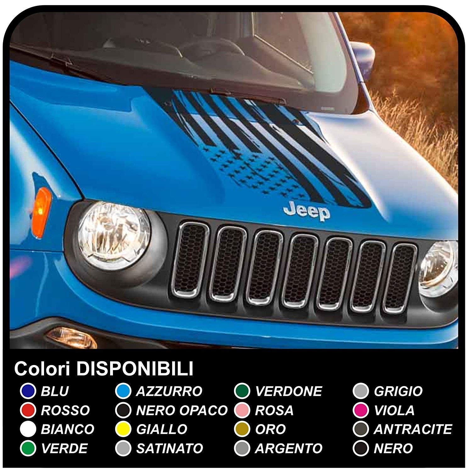 Adesivo Sticker per Cofano Jeep Renegade Qualità superiore Renagade decal adesivo  jeep renegade Trailhawk 4x4