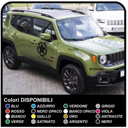 KIT COMPLETO adesivi stella militare renegade scritta US ARMY per Jeep Wrangler JK 3 adesivi renegade adesivi wrangler US ARMY