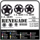 KIT COMPLET avec des décalques star militaire renegade écrite de l'ARMÉE américaine pour Jeep Wrangler JK 3 autocollants