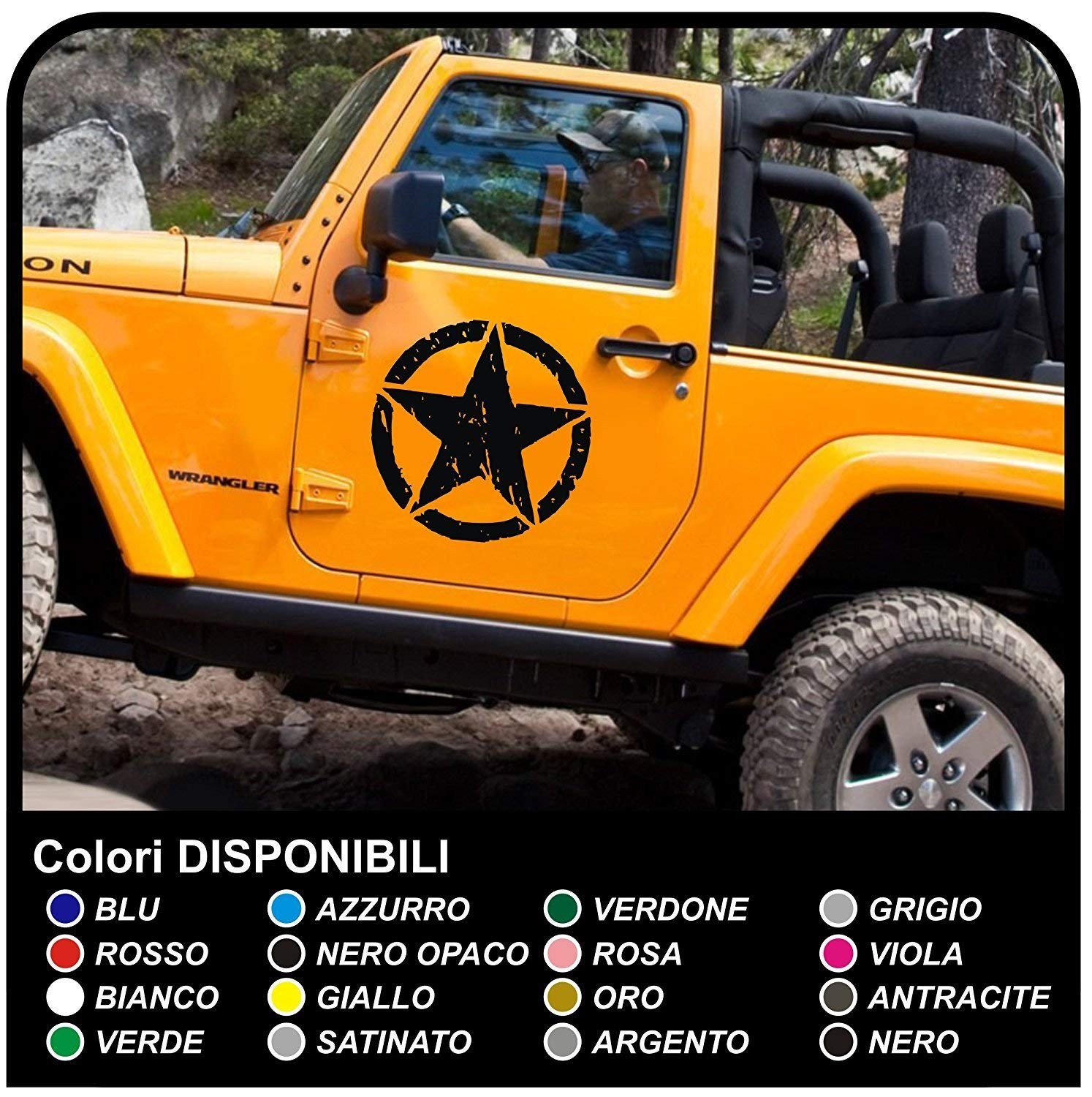 stickers-Star . ARMY worn effect for a jeep wrangler off-road vehicles  and suv's Skull Willys stickers on the sides for car