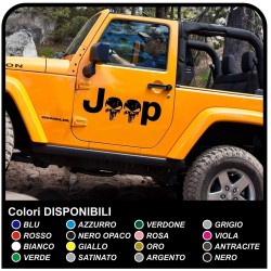 pegatinas para su puerta por ESCRITO JEEP CON CRÁNEOS efecto desgastado para un jeep wrangler vehículos todoterreno y suv del