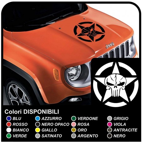 adesivi per cofano wrangler jeep us army stella con teschio renegade jeep stella militare Willys