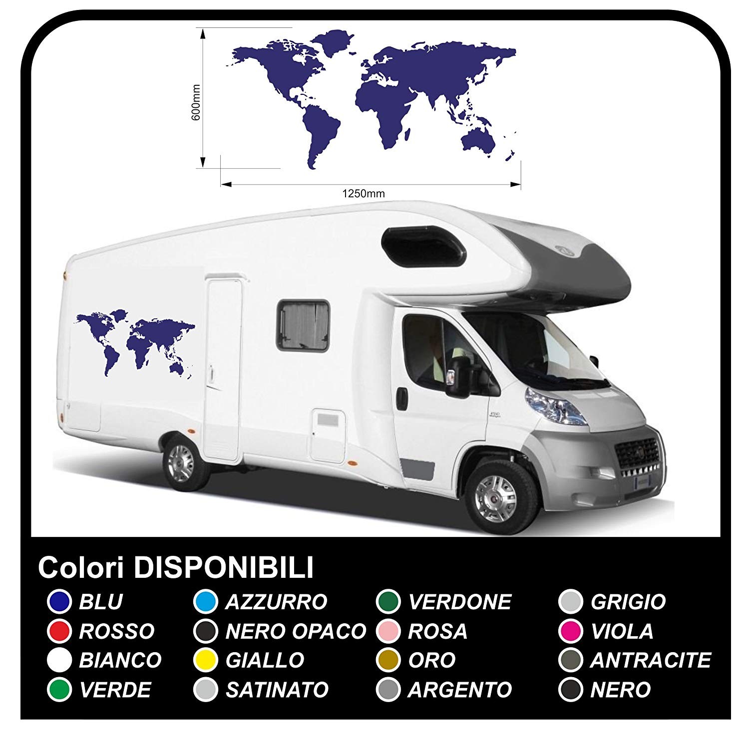 aufkleber für WOHNMOBILE grafik Globus welt planet, vinyl-aufkleber-abziehbilder-Set  Camper Van RV Caravan Wohnmobil wohnwagen