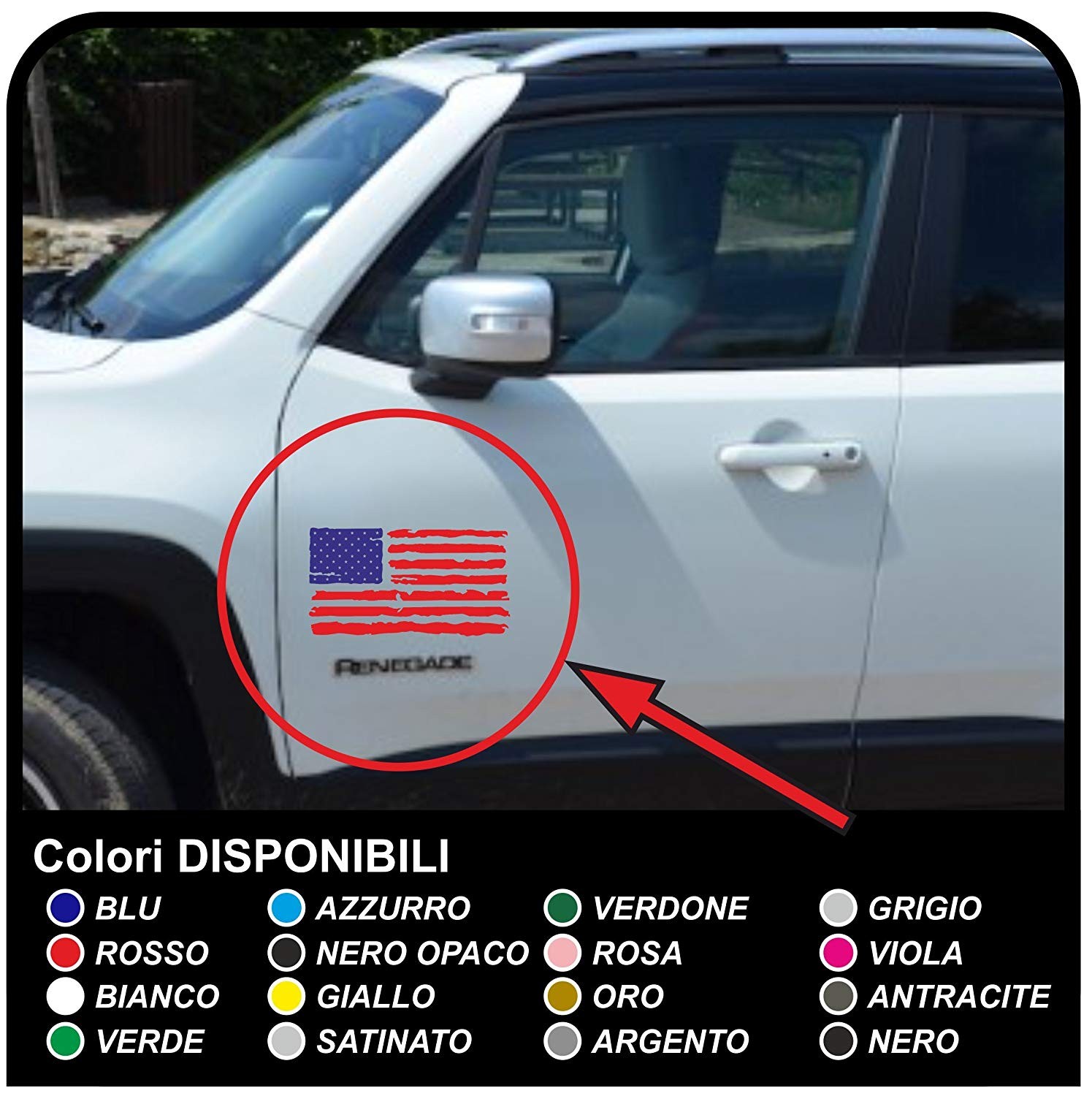 ADESIVI JEEP RENEGADE BANDIERA USA AMERICA