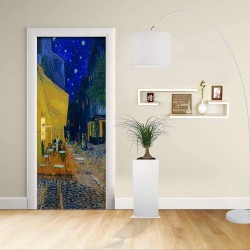 Adhesivo para el Diseño de la puerta - Van Gogh Café terraza por la noche Cafetería de la Terraza por la Noche - adhesivo