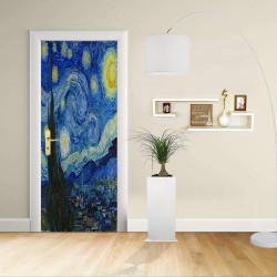 Adesivo Design porta - Van Gogh - Notte stellata- Decorazione adesiva per porte