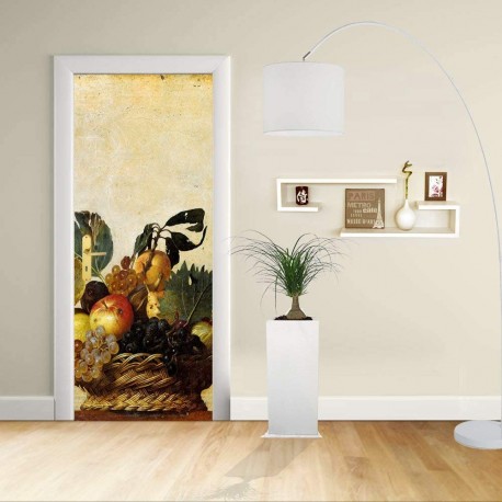 Adhesivo para el Diseño de la puerta - CARAVAGGIO - CESTA DE FRUTAS - Decoración, adhesivo para la puerta