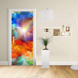 Adesivo Design porta - Disegno Astratto colori vivaci  - Decorazione adesiva per porte arredo casa -