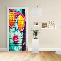 Adhesivo para el Diseño de la puerta - CHICA-LADRILLO-POP - Decoración-adhesivo para puertas de los muebles de la casa -