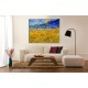 Painting Van Gogh - Landscape with sheaves and rising moon - Picture print on canvas with or without frame