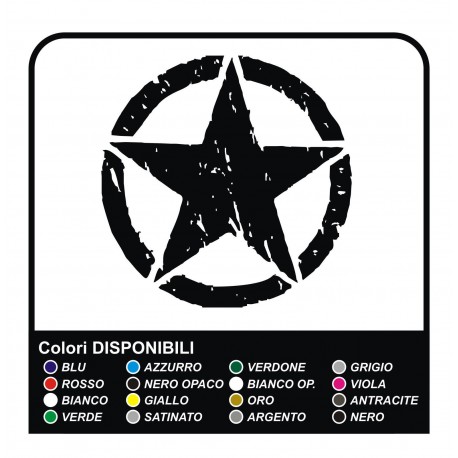 Sticker STAR Jeep CJ CJ3 CJ5 CJ7 CJ8, US ARMY cm 40x40 star militaire 4X4