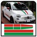 Adesivi per FIAT 500 KIT fasce bandiera italiana cofano tettino e baule strisce tricolore adesivi bandiera italia