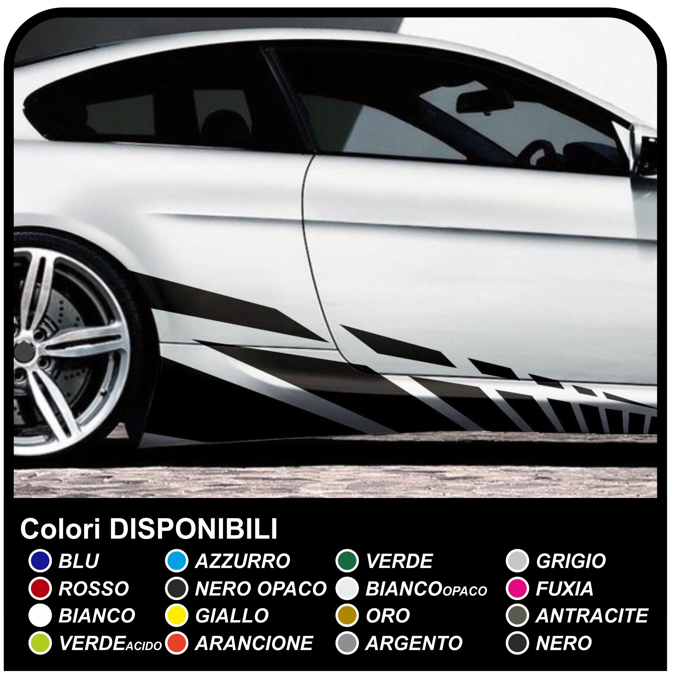 Adhesive Side Car Stripes stickers Racing Stickers Tuning Side