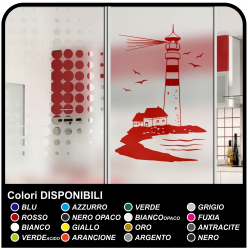 El FARO de la etiqueta Engomada para la ducha cuarto de baño FARO MARÍTIMO con casa de cm 58x90 vinilos decorativos para pared,