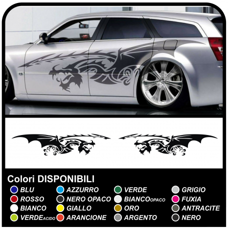 Stickers DRAGON side bands of adhesive for cars, vans, motorhomes 250cm side stripes Tribal Tuning also suitable for vans