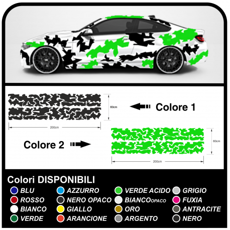 Adesivi mimetici per auto Camouflage grafica militare bicolore
