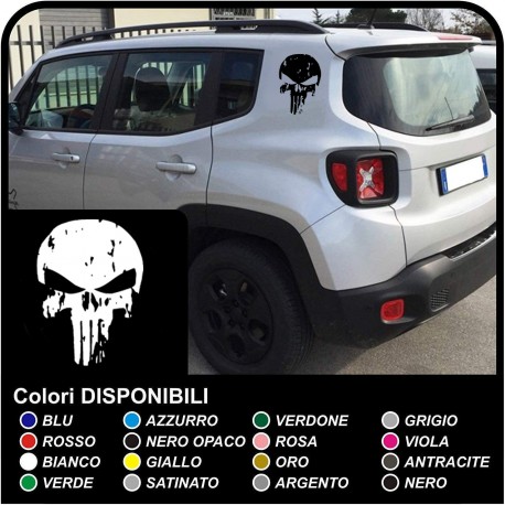 autocollants Crâne effet usé à l'arrière de la jeep renegade autocollants Jeep Renegade crâne Punisher