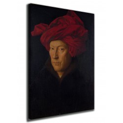 Cadre le Portrait d'un homme avec un turban rouge, Jan van Eyck impression sur toile avec ou sans cadre