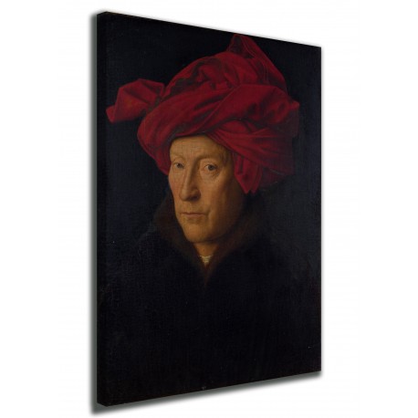 Cadre le Portrait d'un homme avec un turban rouge, Jan van Eyck impression sur toile avec ou sans cadre