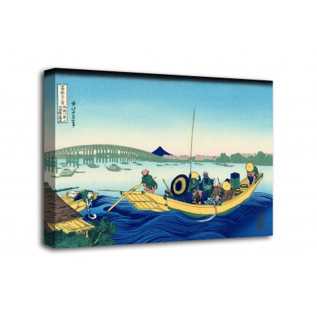 Photo Coucher de soleil à travers le pont de Ryōgoku - Katsushika Hokusai - impression sur toile avec ou sans cadre