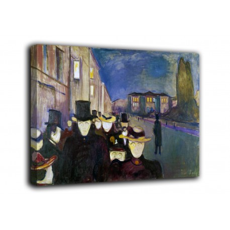 Painting Evening on Karl Johan - Edvard Munch - print on canvas with or without frame