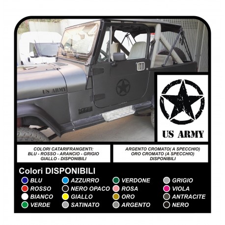 4 STICKERS 25 cm STAR + US ARMY x SUZUKI, JEEP, JEEP RENEGADE AND WRANGLER