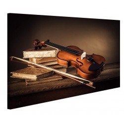 Moderne photos de un Violon sur Une Table en Bois Impression sur Toile - Cadre pour la salle de Séjour Cuisine Bureau à domicile