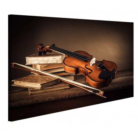 Moderne gemälde Violine auf Einem Tisch, Holz, Druck auf Leinwand - Rahmen für Wohnzimmer, Küche, Büro, haus