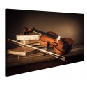 Moderne photos de un Violon sur Une Table en Bois Impression sur Toile - Cadre pour la salle de Séjour Cuisine Bureau à domicile