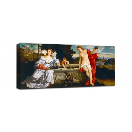 Quadro Amor Sacro e Amor Profano- Tiziano - stampa su tela canvas con o senza telaio