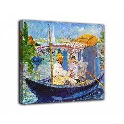 Peinture tableau de Monet sur son bateau - Edouard Manet - impression sur toile avec ou sans cadre