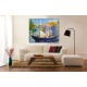 Peinture tableau de Monet sur son bateau - Edouard Manet - impression sur toile avec ou sans cadre