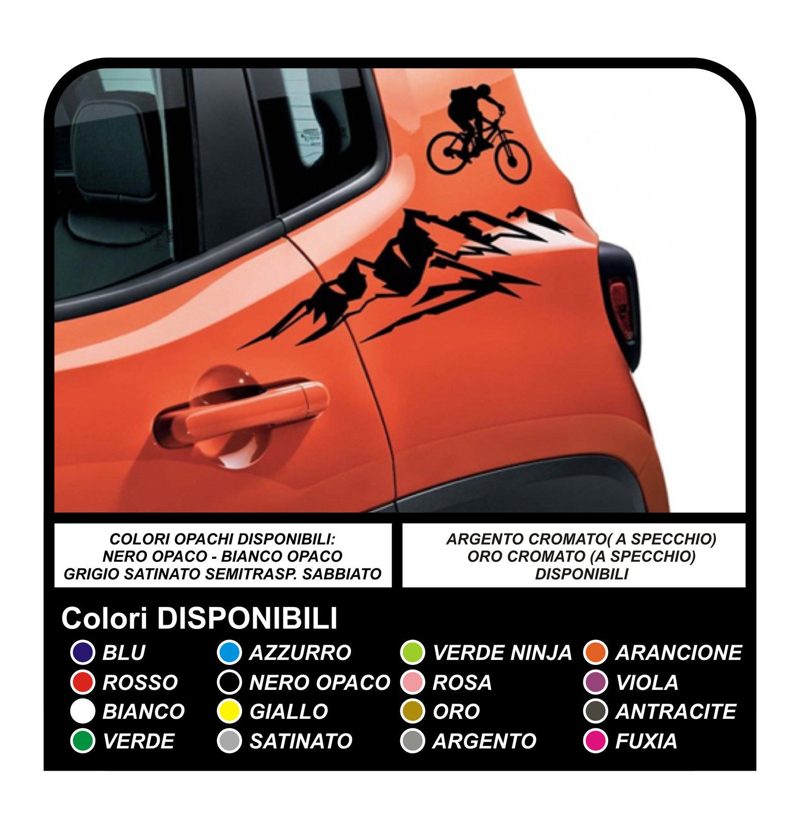 Adesivi renegade laterali Jeep Renagade decals stickers lato montagna e  bici - Mega GRAFIC s.r.l.