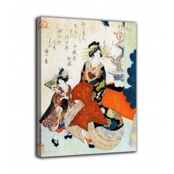 La pintura de La cortesana y una niña llamada para una decoración - Hiroshige - impresión en lienzo con o sin marco